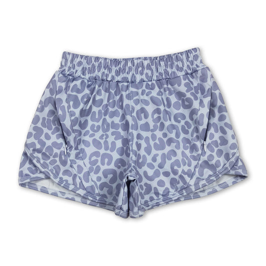 Grey leopard kids girls summer shorts