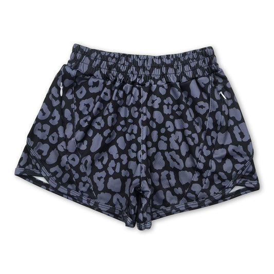 Black leopard kids girls summer shorts