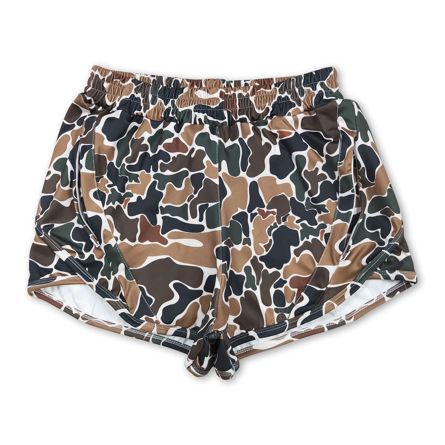 Dark brown camo adult women summer shorts