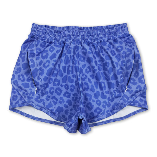 Blue leopard adult women summer shorts