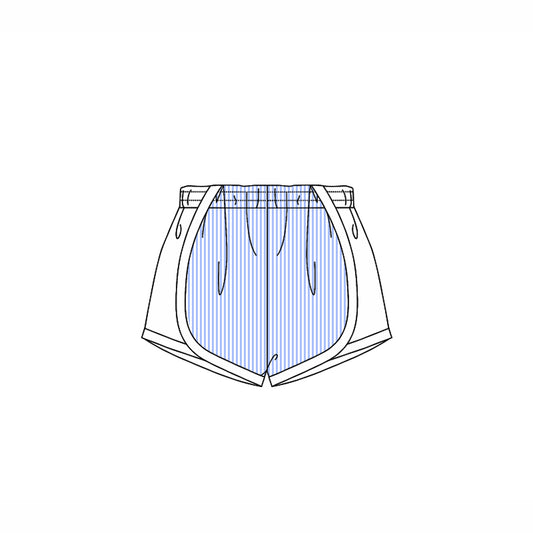 Blue stripe white kids girls summer shorts