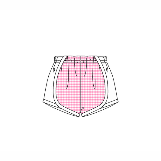 Pink plaid white kids girls summer shorts