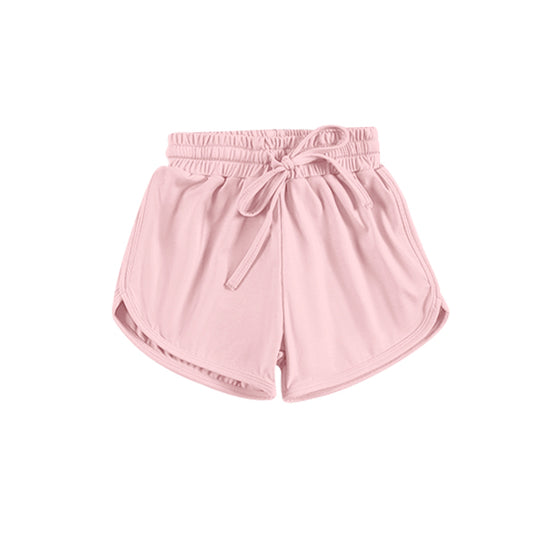 Pink elastic waist kids girls active wear yoga shorts