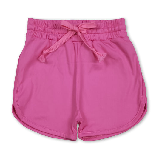 Hot pink elastic waist kids girls active wear yoga shorts