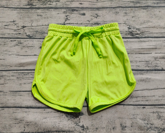 Green elastic waist kids girls active wear yoga shorts