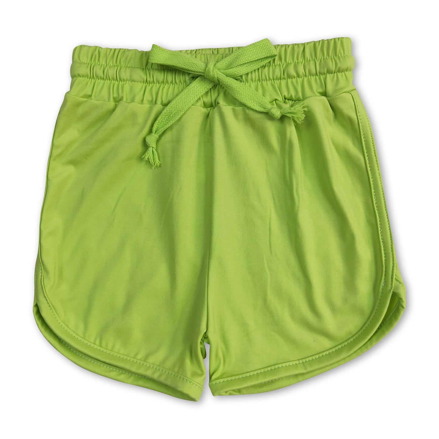 Green elastic waist kids girls active wear yoga shorts