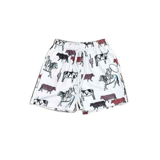 Cows cactus rodeo western kids boys summer shorts