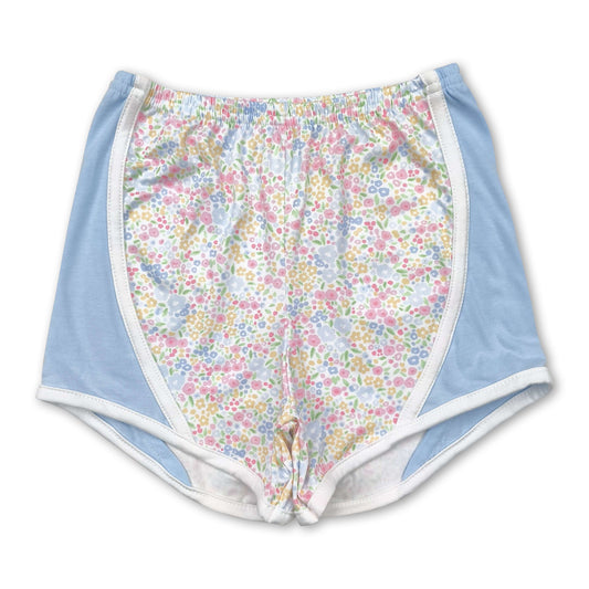 Light blue floral baby girls summer shorts