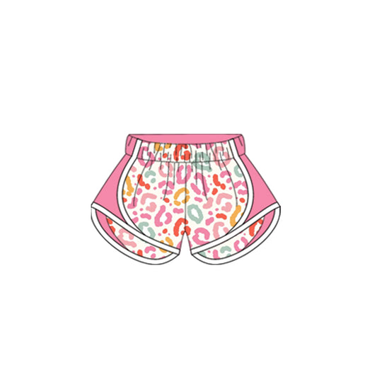 Pink leopard patchwork baby girls summer shorts