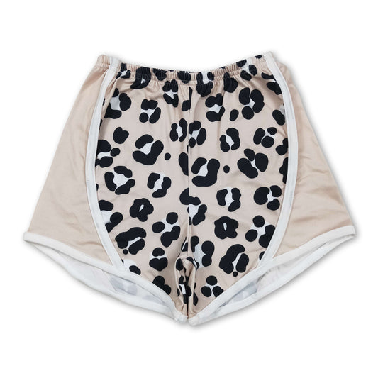 Khaki leopard patchwork baby girls summer shorts