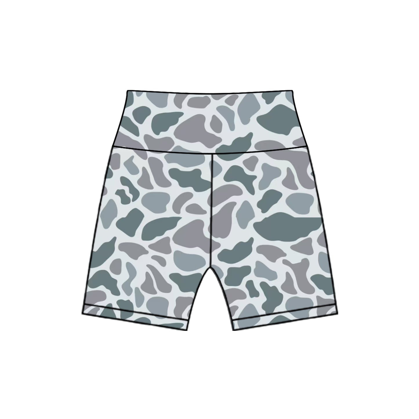 High waist grey camo girls summer shorts