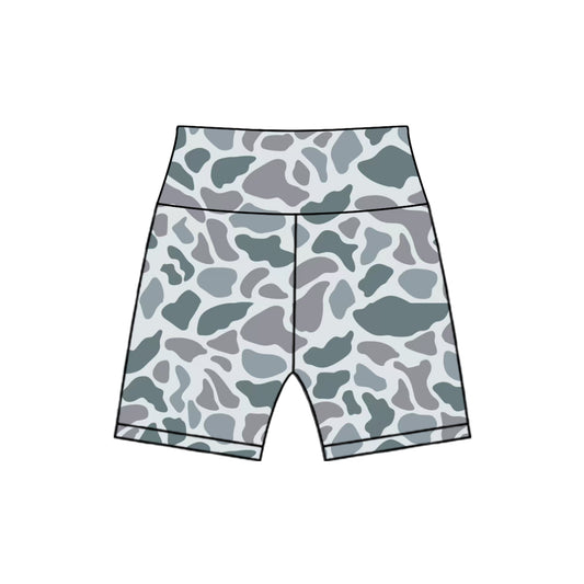 High waist grey camo girls summer shorts