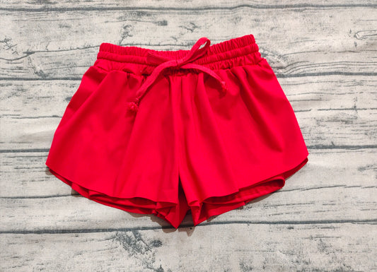Red kids girls activewear summer yoga shorts