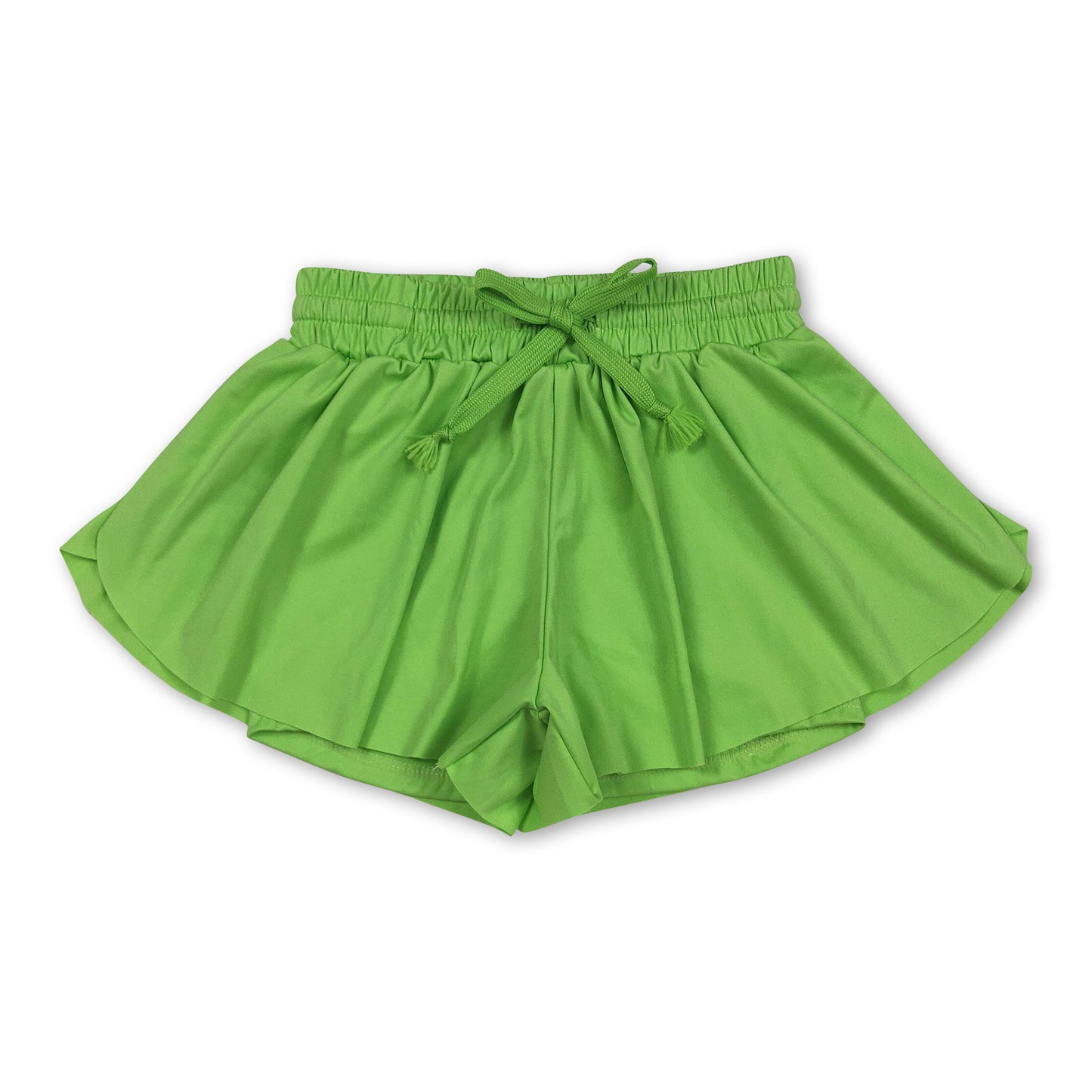 Green kids girls activewear summer yoga shorts