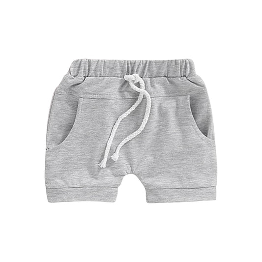 Grey cotton pockets kids boys summer shorts