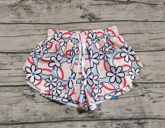Light blue floral baseball baby girls summer shorts