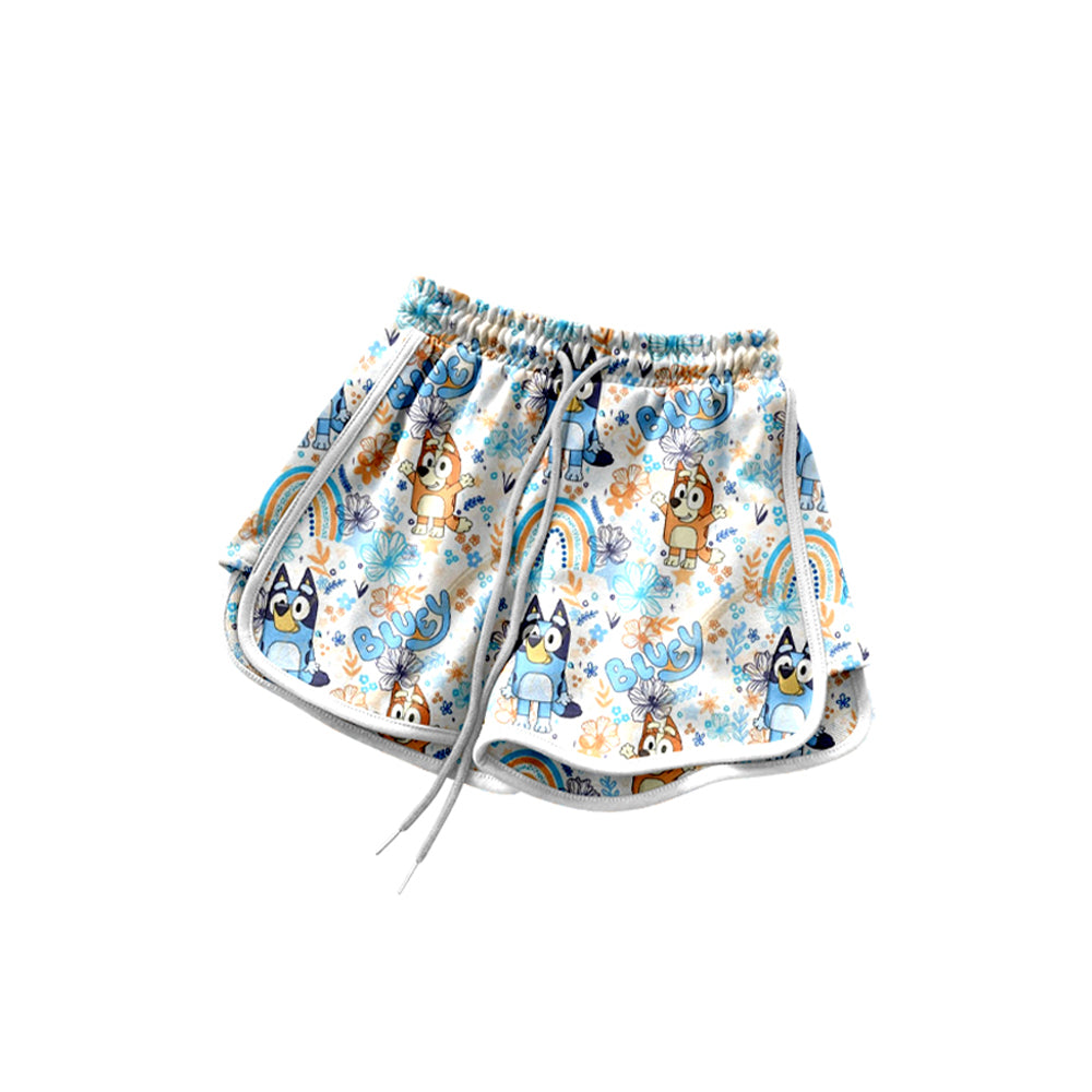 Rainbow floral dogs kids girls summer shorts
