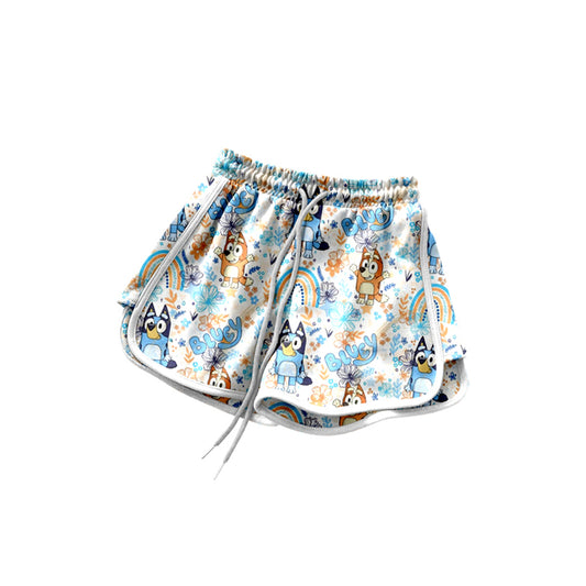 Rainbow floral dogs kids girls summer shorts