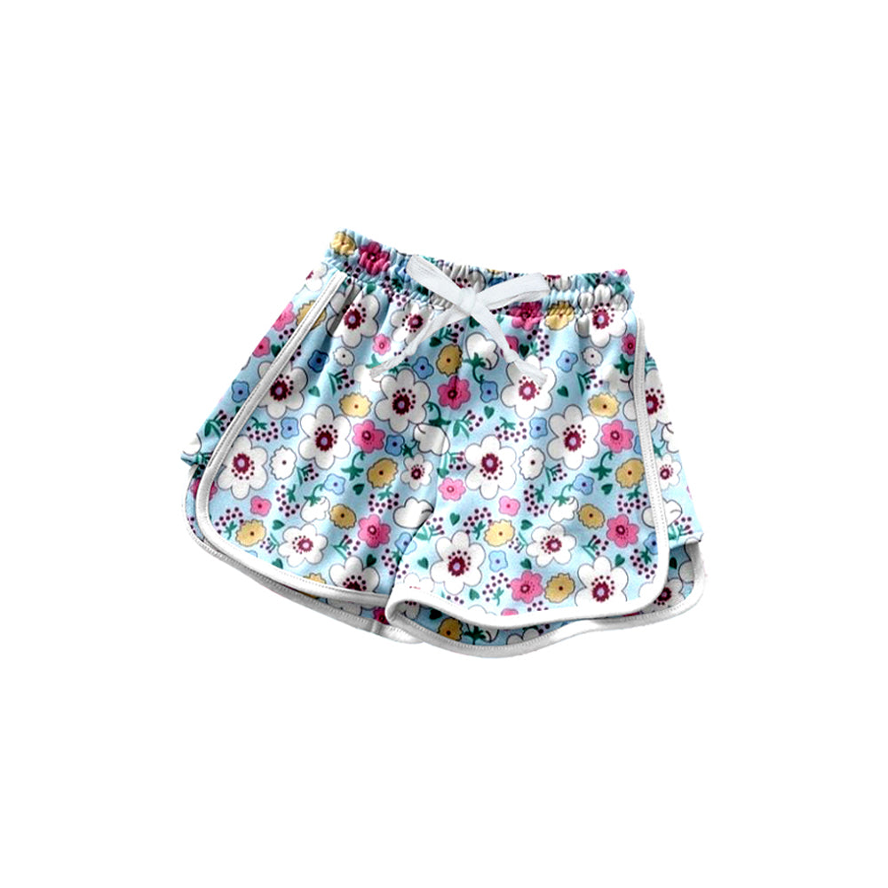 Light blue floral kids girls summer shorts