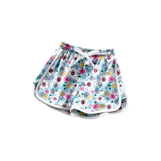 Light blue floral kids girls summer shorts