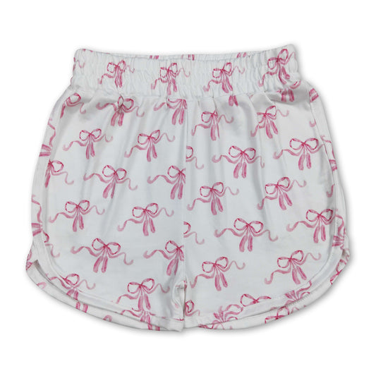 Pink bow kids girls summer shorts