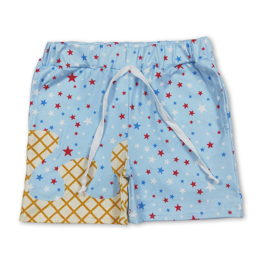 Light blue stars ice cream boys 4th of july shorts