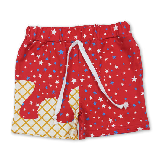 Red stars ice cream boys 4th of july shorts