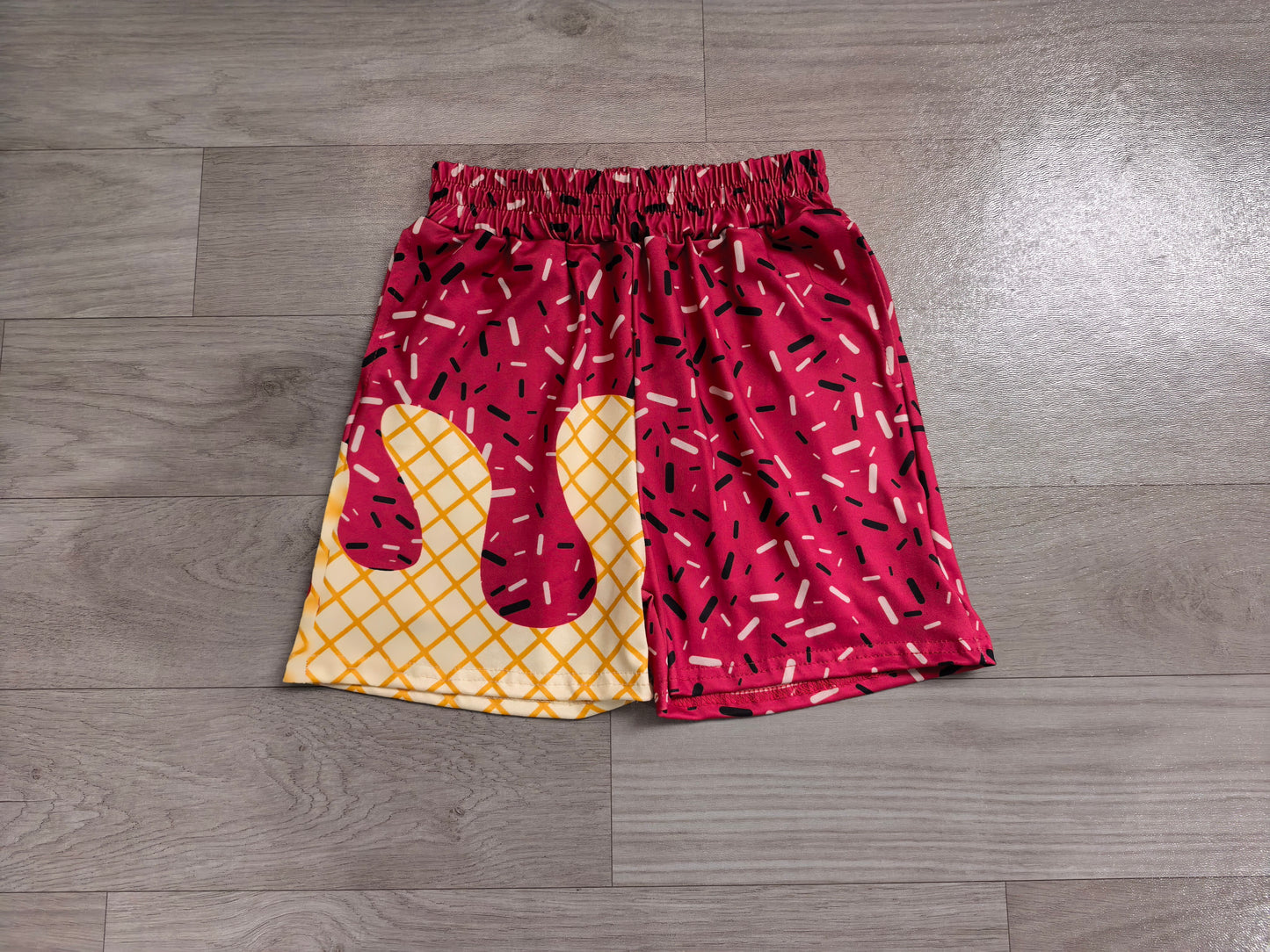 Maroon ice cream sprinkle kids boys summer shorts