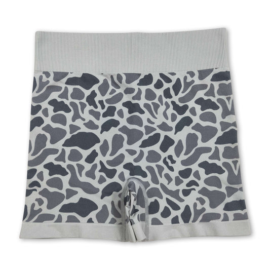 Grey camo adult women activewear shorts