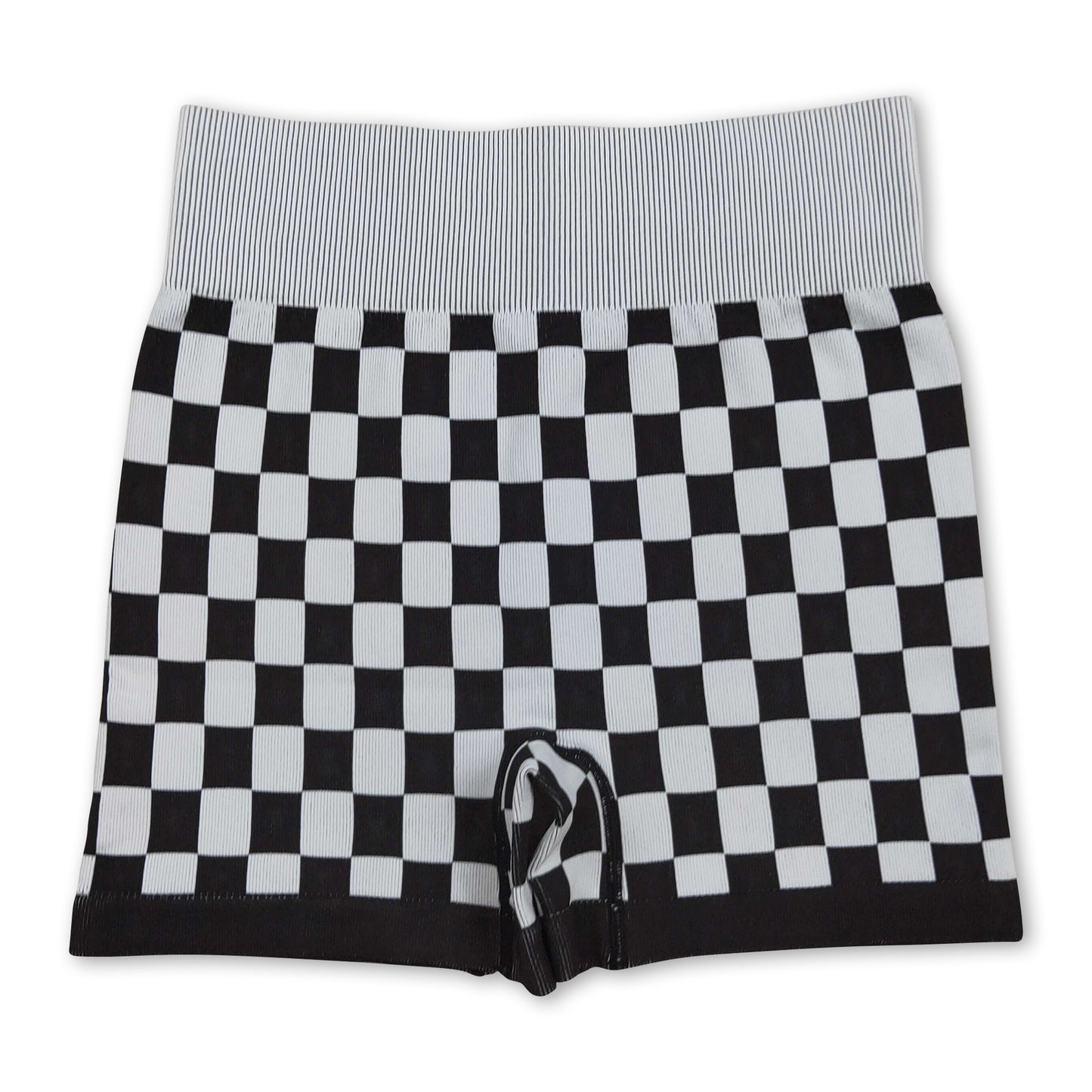 Black plaid adult women activewear shorts