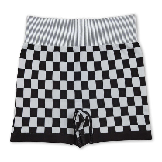 Black plaid adult women activewear shorts