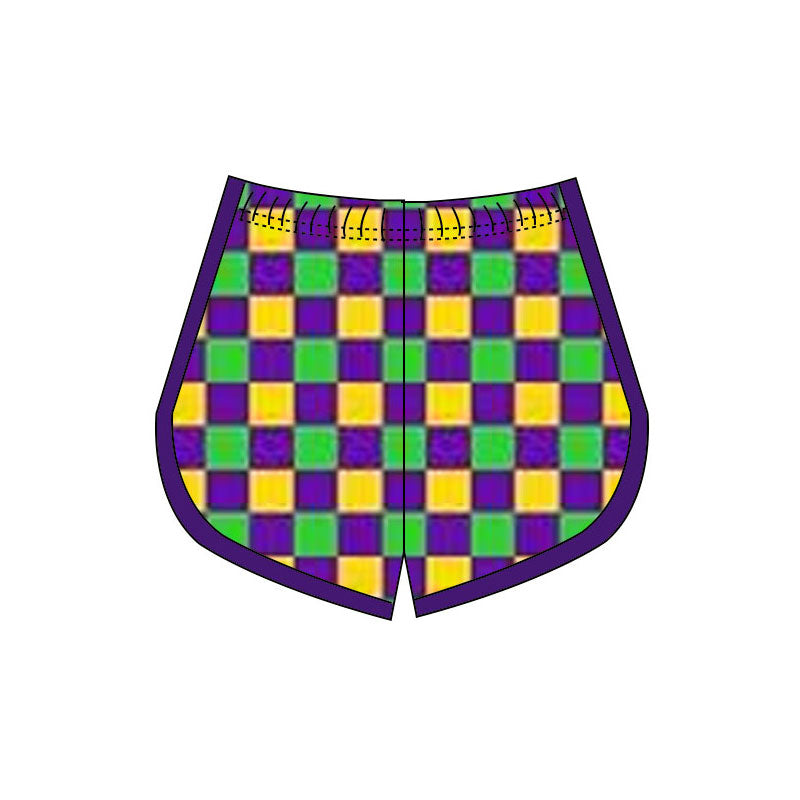 purple green yellow plaid baby girls yoga shorts