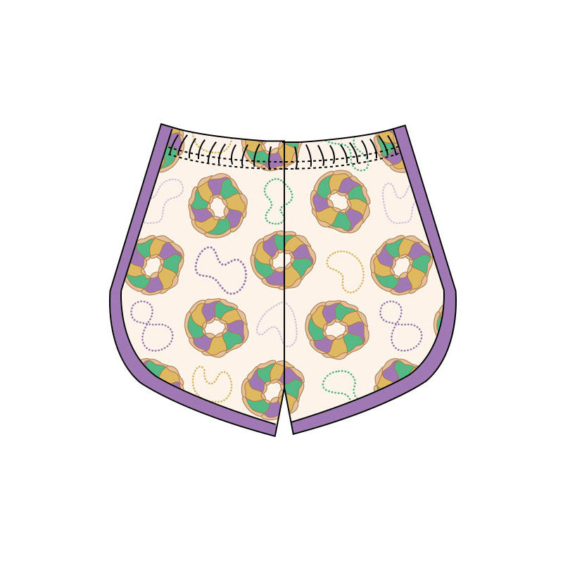 yellow purple green donut baby girls yoga shorts