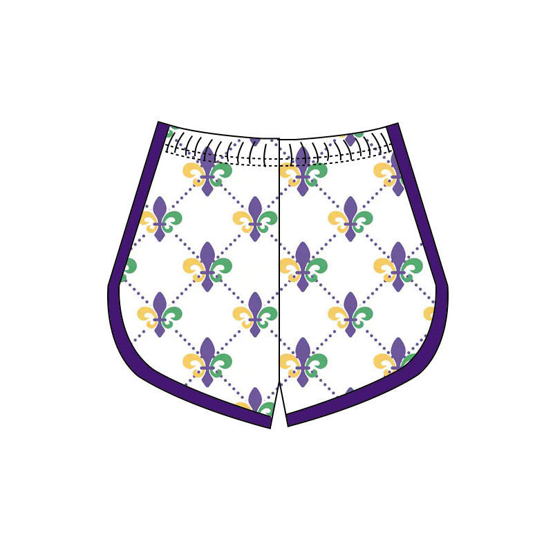yellow purple green pattern baby girls yoga shorts