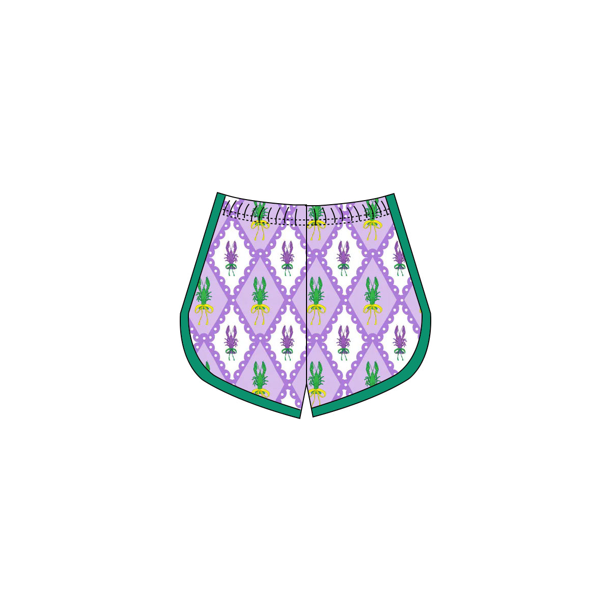 yellow purple green plaid crab baby girls yoga shorts