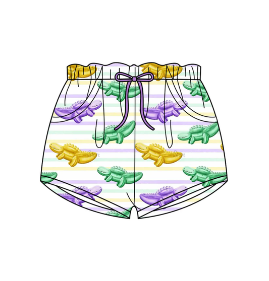 purple yellow green turtle baby mardi gras shorts