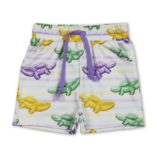 purple yellow green turtle baby mardi gras shorts