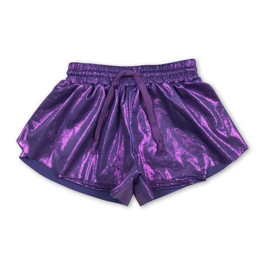 Purple drawstring kids girls shorts