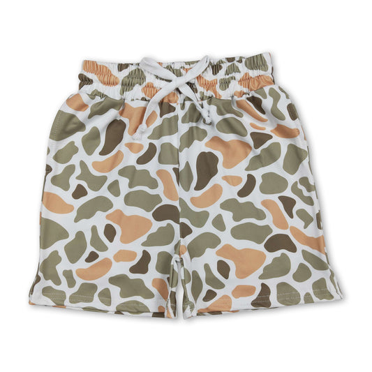 Yellow green camo kids boys summer shorts