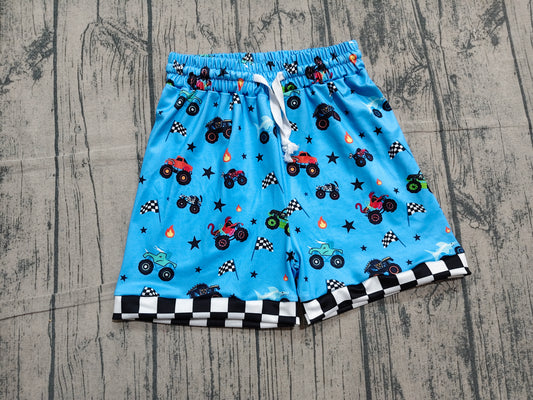 Plaid flag trucks kids boys summer shorts