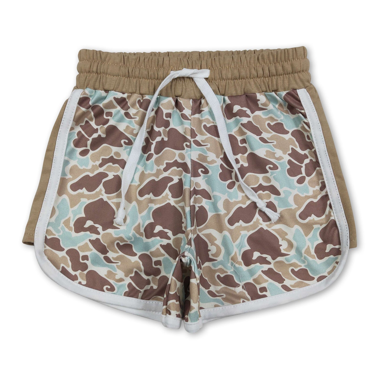 Mint camo drawstring kids girls summer shorts