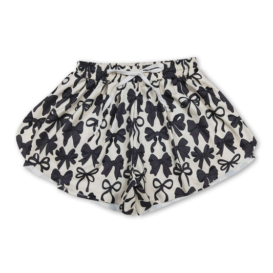 Black bows adult women summer active shorts