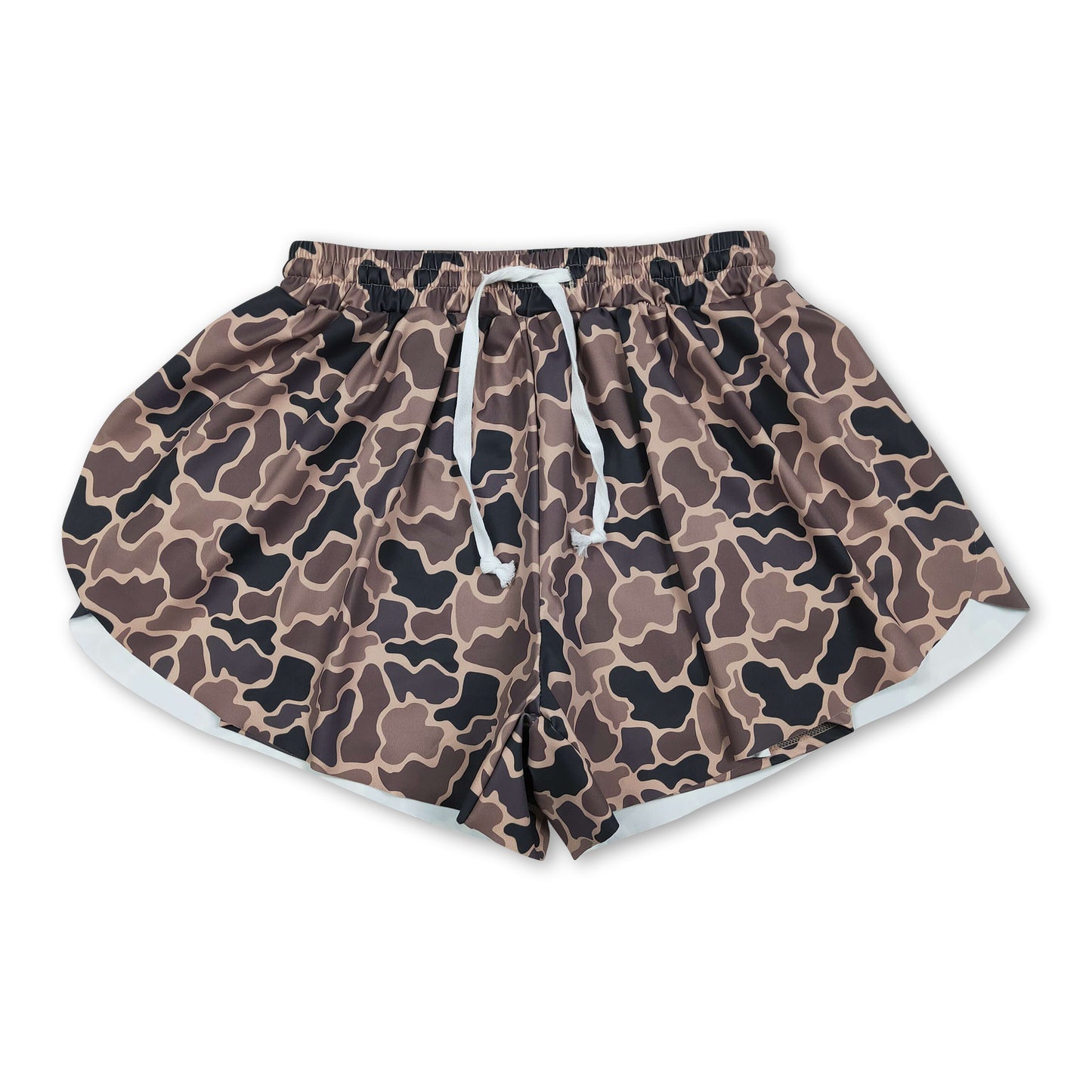 Brown camo adult women summer active shorts