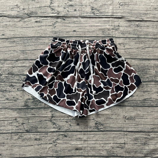 Brown camo adult women summer active shorts