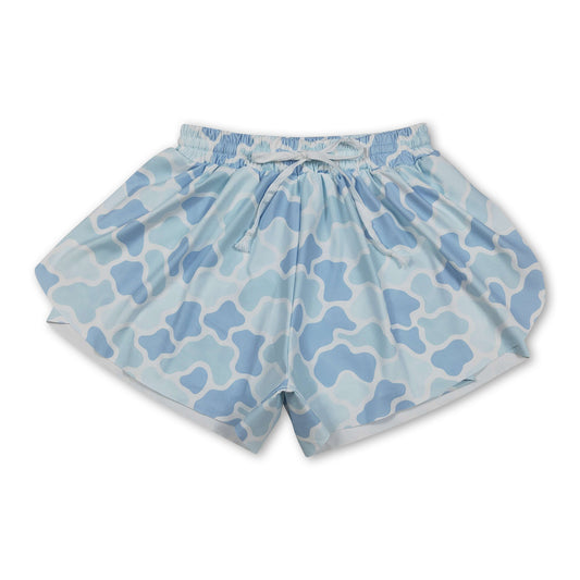 Light blue camo adult women summer active shorts