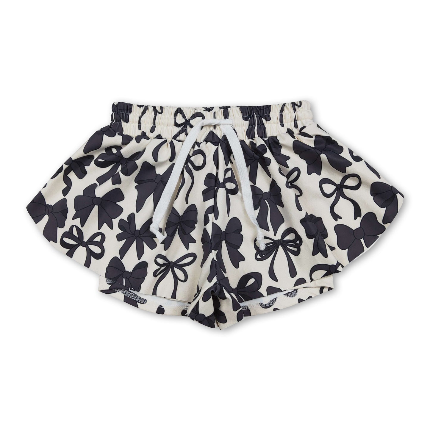 Black bow kids girls summer active shorts