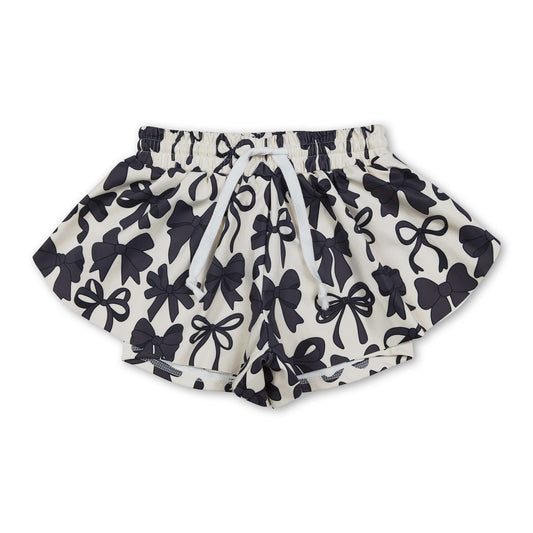 Black bow kids girls summer active shorts