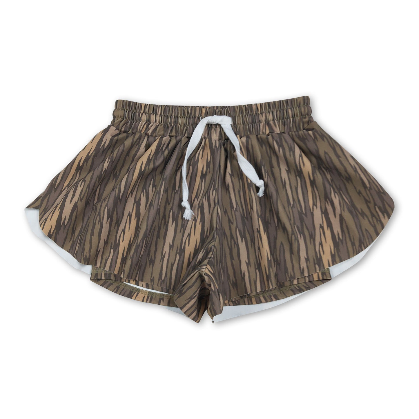 Olive camo kids girls summer active shorts