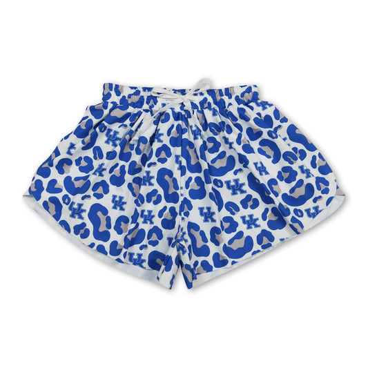 Blue leopard U K adult women team active shorts