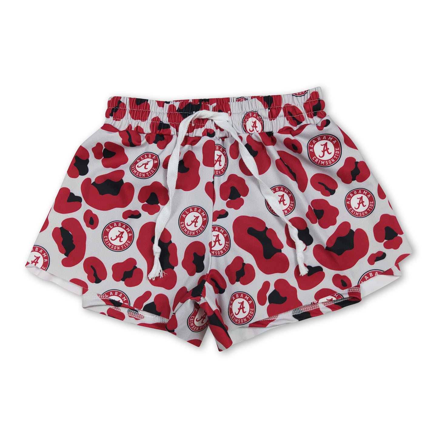 Red leopard A kids girls team active summer shorts